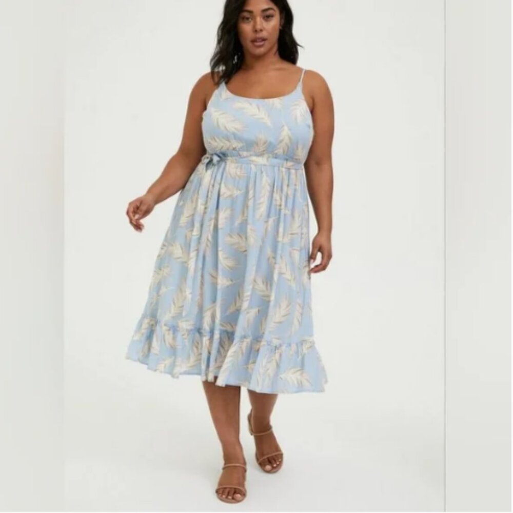 torrid Light Blue Palm-Print Midi Sundress